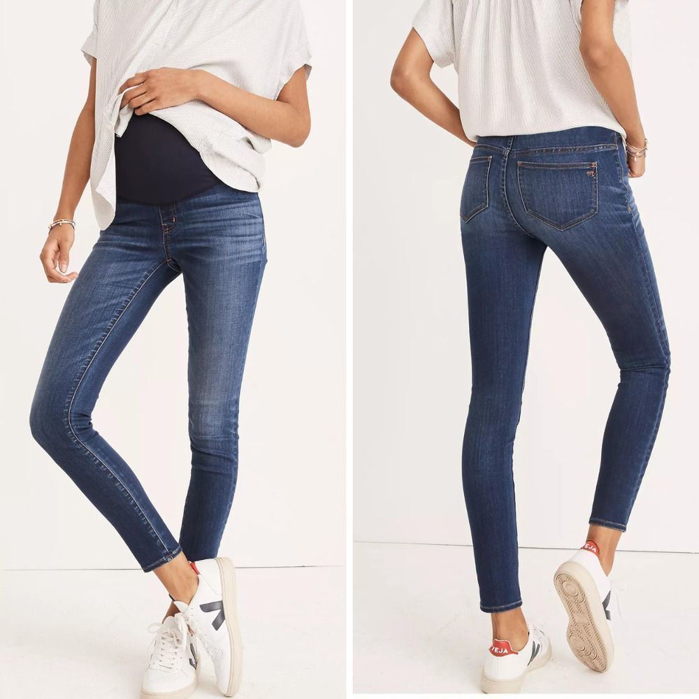 NEW Madewell Maternity Over-the-Belly Skinny Jeans Danny Wash: TENCEL,  32